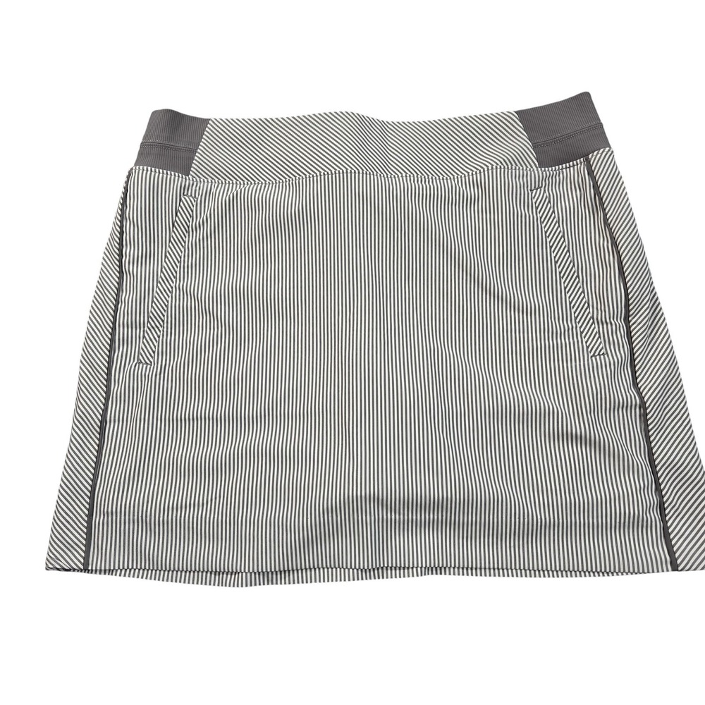 Athleta Skort Womens 12 White Pinstripe Athletic Lined Built In Shorts